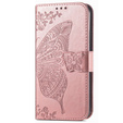 Klopové pouzdro pro Samsung Galaxy M13, Butterfly, růžové rose gold