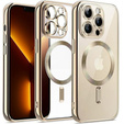 Pouzdro pro iPhone 13 Pro Max, Electro MagSafe, zlaté + sklo na displej
