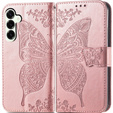 Klopové pouzdro pro Samsung Galaxy S25 FE, Butterfly, růžové rose gold
