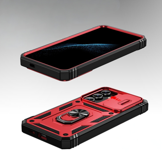 Pouzdro pro Samsung Galaxy S24+ Plus, CamShield Slide, červené / černé
