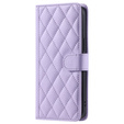 Pouzdro s klopou pro iPhone 16 Pro, Rhombus Crossbody Leather, fialové