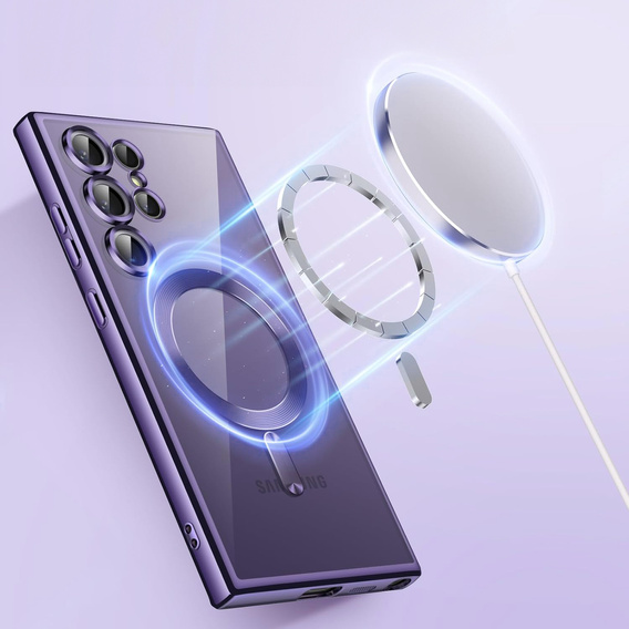 Pouzdro pro Samsung Galaxy S25 Ultra, Electro MagSafe, fialové + sklo na displej