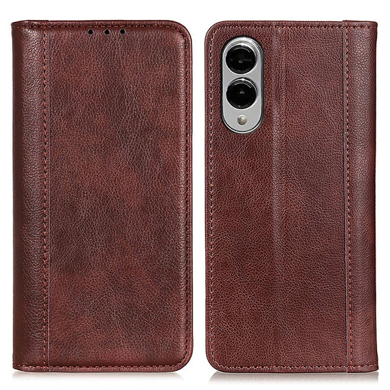 Flipové pouzdro pro Samsung Galaxy S25 Edge, Split Leather, hnědé