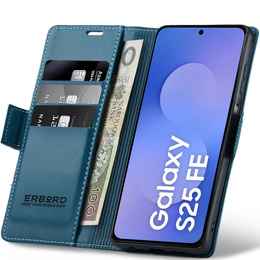 Pouzdro pro Samsung Galaxy S25 FE, ERBORD Glossy Litchi, flipová peněženka, modré