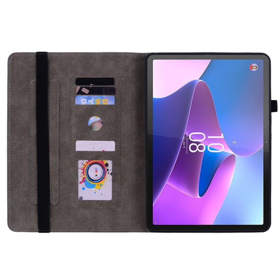 Pouzdro s klopou pro Lenovo Tab P12, flower, zelené
