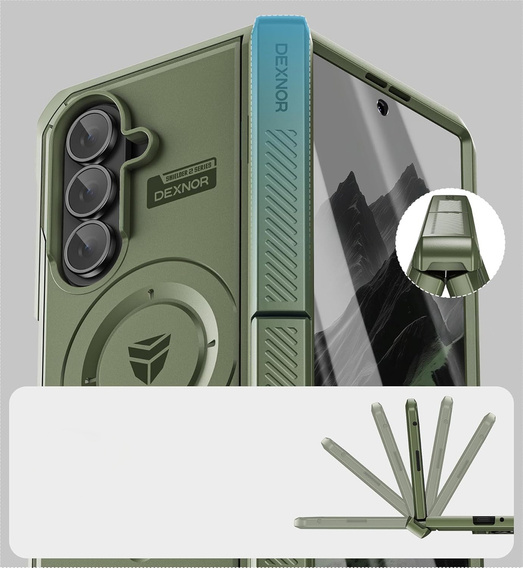 Dexnor Magnetické pancéřové pouzdro s dvojitou základnou pro Samsung Galaxy Z Fold7