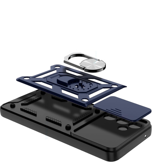 Pancéřové pouzdro pro Samsung Galaxy A56, CamShield Slide, modré + tvrzené sklo 9H