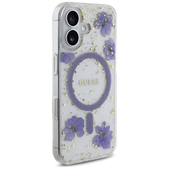 Pouzdro GUESS HC MagSafe Resin Flowers and Glitter pro iPhone 16