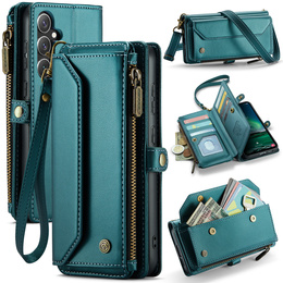 Pouzdro CASEME pro Samsung Galaxy S25 FE, RFID Leather Wallet, s popruhem přes rameno, zelené