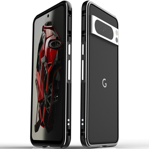 Pouzdro pro Google Pixel 8 Pro, Armor Bumper, s krytem objektivu, černá / stříbrná