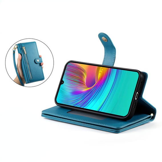 Klopové pouzdro pro Samsung Galaxy A36 5G, Wallet Zipper Pocket, modré