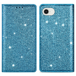 Flipové pouzdro pro iPhone 16E, Card Slot Glittery, modré