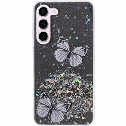 Pouzdro pro Samsung Galaxy S24, Glitter Butterfly, černé