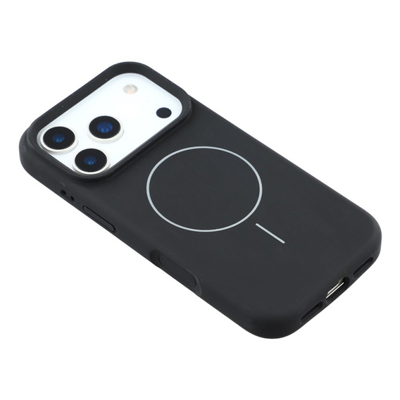 Silikonové pouzdro pro iPhone 17 Pro, pro MagSafe, proti nárazu, černé