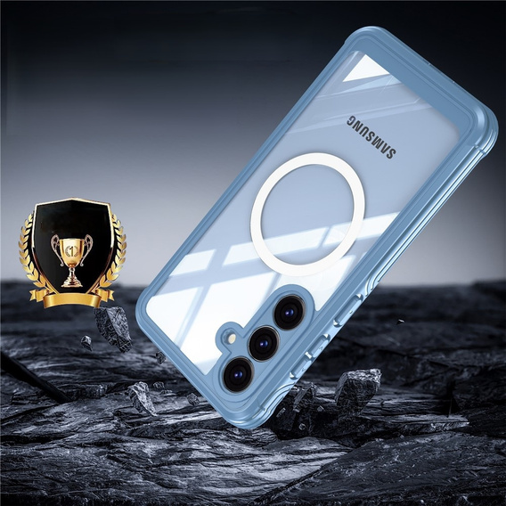 Pouzdro pro Samsung Galaxy S25 FE, Shockproof, se sklem, pro MagSafe, modré