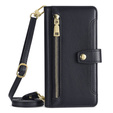 Klopové pouzdro pro iPhone 14, Wallet Zipper Pocket, černé