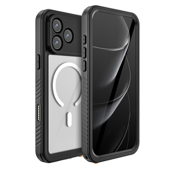 Pouzdro Redpepper pro iPhone 17 Pro Max, vodotěsné, IP68, pro MagSafe, čiré s černými boky