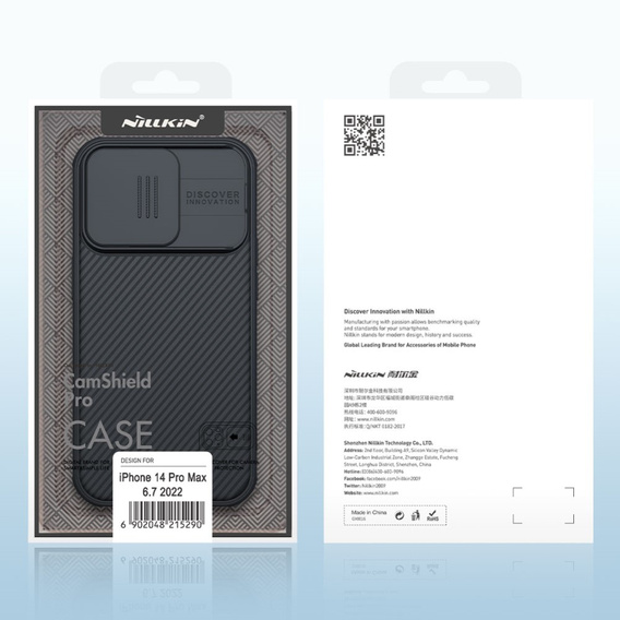 Pouzdro pro iPhone 14 Pro, obrněné Nillkin, CamShield Pro, černé