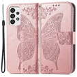 Klopové pouzdro pro Samsung Galaxy A33 5G, Butterfly, růžové rose gold