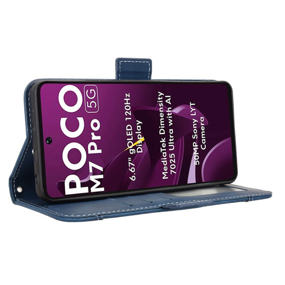 Klopové pouzdro pro Xiaomi Poco M7 Pro 5G, Card Slot, námořnicky modré