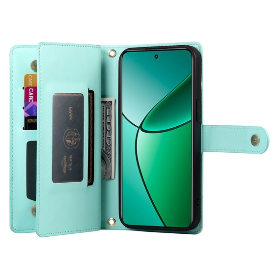 Klopové pouzdro pro Oppo Reno 13F 5G, Wallet Zipper Pocket, mincovní