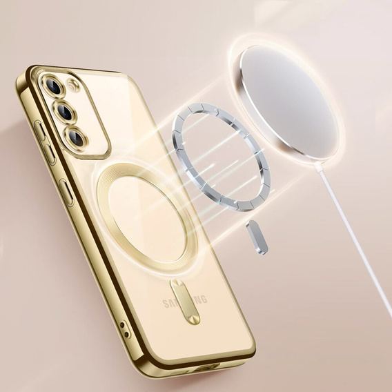 Pouzdro pro Samsung Galaxy S23 Plus, Electro MagSafe, zlaté + sklo na displej