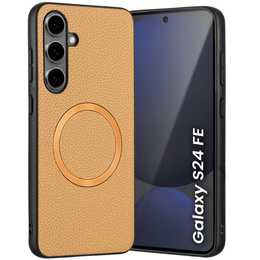 Pouzdro pro Samsung Galaxy S24 FE, Leather Hybrid MagSafe, zlaté