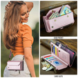 Pouzdro CASEME pro Samsung Galaxy S25 FE, RFID Leather Wallet, s popruhem přes rameno, růžové