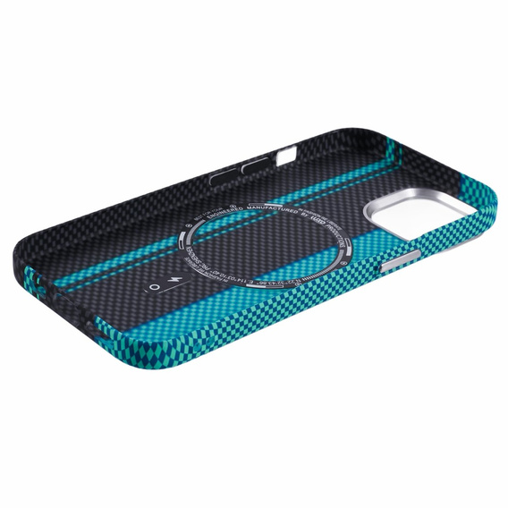 Pouzdro pro iPhone 15, Carbon Fiber MagSafe, černá / modrá