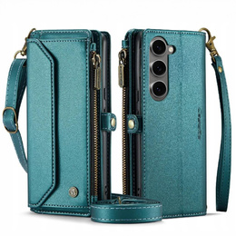 Pouzdro CASEME pro Samsung Galaxy S24 FE, RFID Leather Wallet, s popruhem přes rameno, zelené