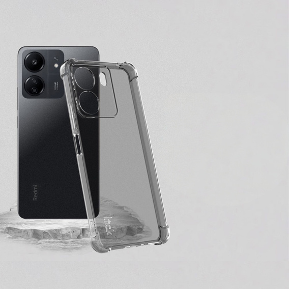 IMAK pouzdro pro Xiaomi Redmi 13C / Poco C65, Dropproof, transparentní / černé