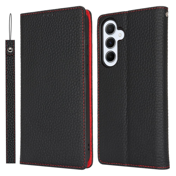 Klopové pouzdro pro Samsung Galaxy S24 FE, Litchi Skin Grain, černé