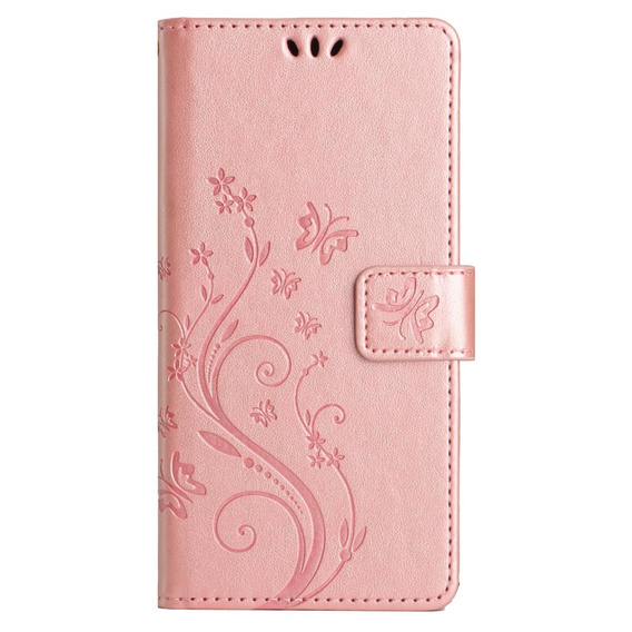 Klopové pouzdro pro Xiaomi Redmi Note 13 Pro+, Butterfly, růžové rose gold