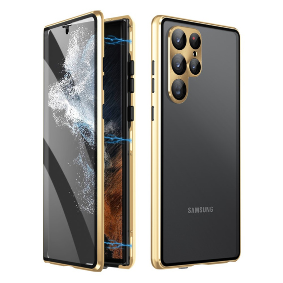 Pouzdro pro Samsung Galaxy S23 Ultra, Magnetic Dual Glass, zlaté