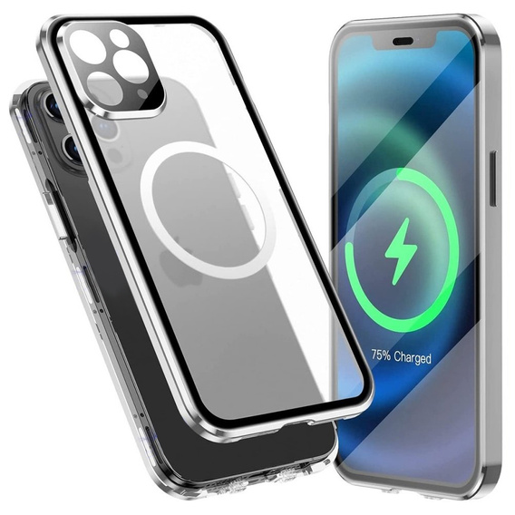 Magnetické pouzdro Dual Glass MagSafe pro iPhone 11 Pro, stříbrné