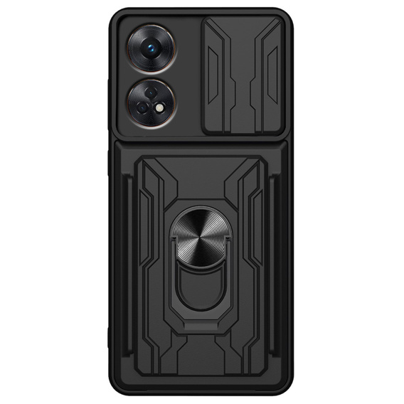 Pancéřové pouzdro pro Oppo A98 5G, Camera Slide Card Slot, černé