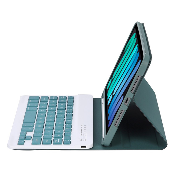 Pouzdro s bluetooth klávesnicí pro iPad mini 8.3" 2021 (6 gen.) / iPad mini 8.3" 2024 (7 gen.), tmavě zelené