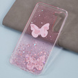 Pouzdro pro Samsung Galaxy S24, Glitter Butterfly, růžové