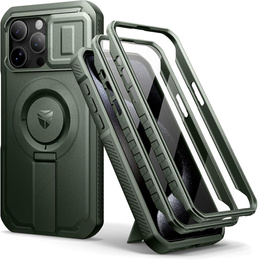 Pancéřové pouzdro pro iPhone 15 Pro Max, Dexnor CamProtect MagSafe, zelené (dva rámečky)