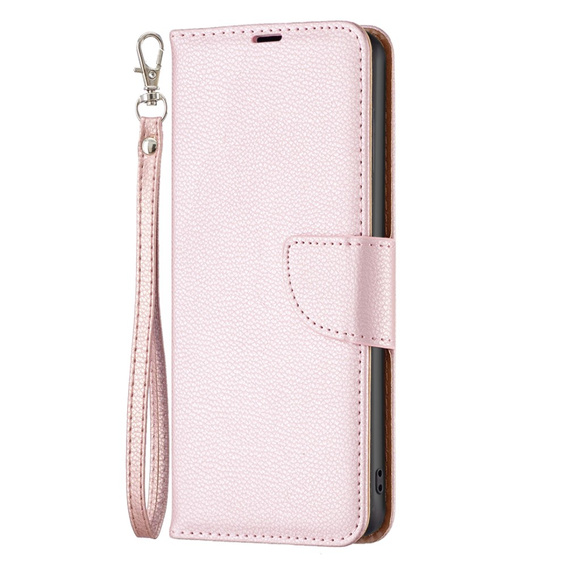 Klopové pouzdro pro Samsung Galaxy A25 5G, Wallet Litchi Leather, růžové + 9H sklo 