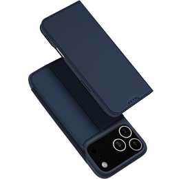 Pouzdro Dux Ducis pro iPhone 17 Pro, Skin Pro, s klopou, s přihrádkou na karty, tmavě modré