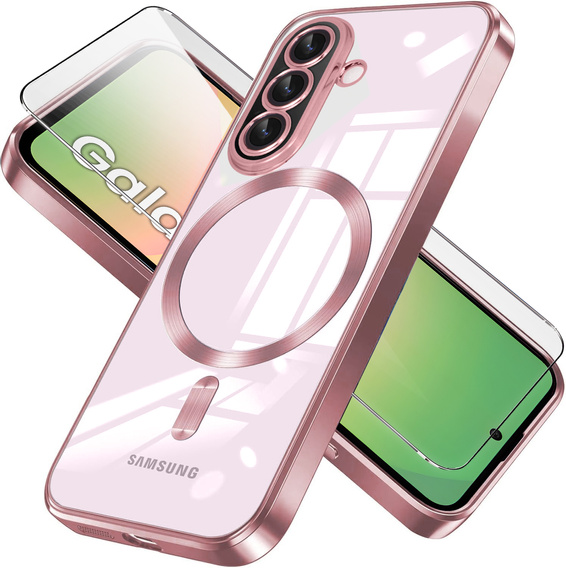 Pouzdro pro Samsung Galaxy A56, Electro MagSafe, růžové rose gold + sklo na displej