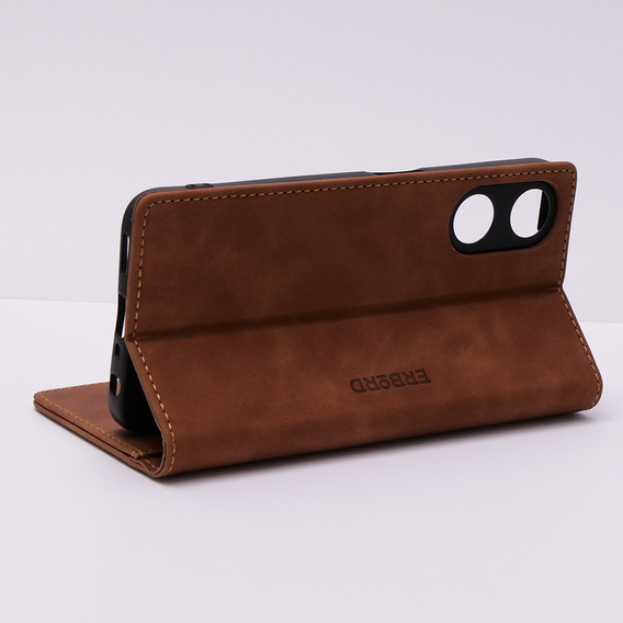 Pouzdro pro Oppo A78 5G, ERBORD Vintage peněženka s klopou, hnědé