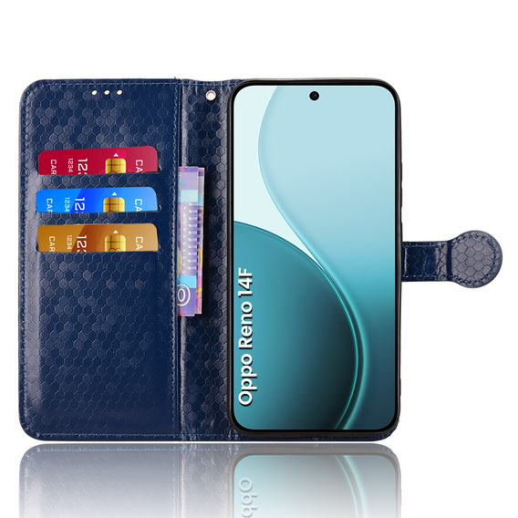 Klopové pouzdro pro Oppo Reno 14F, Wallet Rhombus, modré
