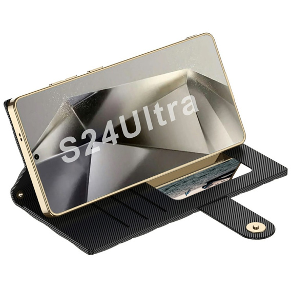 Flipové pouzdro pro Samsung Galaxy S24 Ultra, GKK Mirror Wallet, černé