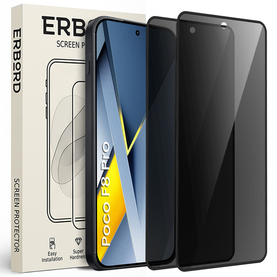 Tvrzené sklo ERBORD Anti-Spy (2 ks) pro Xiaomi Poco F8 Pro