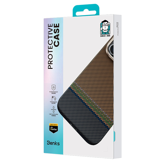 BENKS Kevlar Magnetic Armor Pro Prestige 600D Y065 pouzdro MagSafe s aktivním tlačítkem pro iPhone 16 Pro
