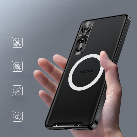 Ochranné pouzdro na fotoaparát pro Sony Xperia 1 V, CamShield MagSafe, transparentní / černé