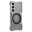 Pouzdro pro Samsung Galaxy S25, Kickstand Bumper, s krytem objektivu, pro MagSafe, stříbrné