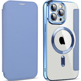 Klopové pouzdro pro iPhone 14 Pro Max, RFID Wallet MagSafe CamShield, modré